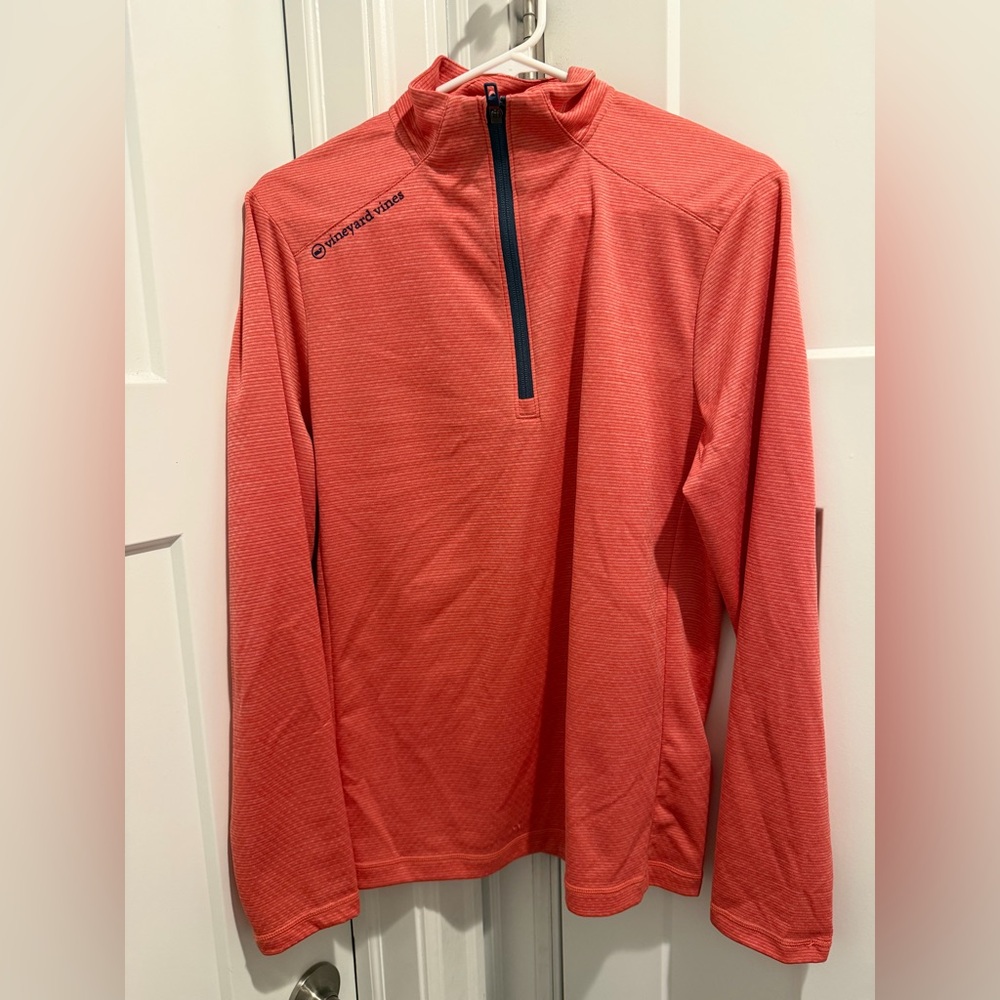 Vineyard Vines Men's Coral Zip-Up Sweater